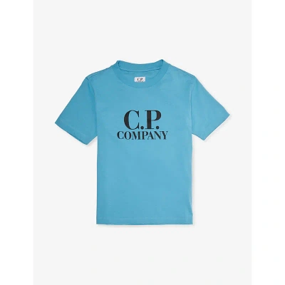 C.p. Company Cp Company Boys Niagara Blue Kids Logo-print Crew-neck Cotton-jersey T-shirt 4-12 Years