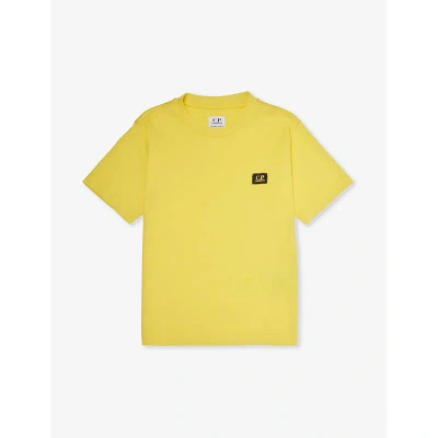 C.p. Company Cp Company Boys Sulphur Yellow Kids Brand-print Crew-neck Cotton-jersey T-shirt 6-12 Years