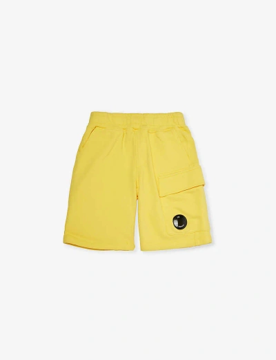 C.p. Company Cp Company Boys Sulphur Yellow Kids Patch-pocket Regular-fit Cotton-jersey Shorts 6-12 Years