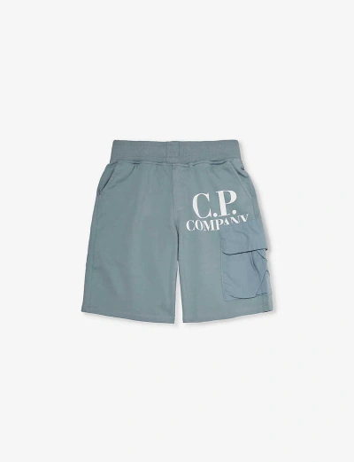 C.p. Company Cp Company Boys Turbulence Grey Kids Logo-print Regular-fit Cotton-jersey Shorts 8-14 Years