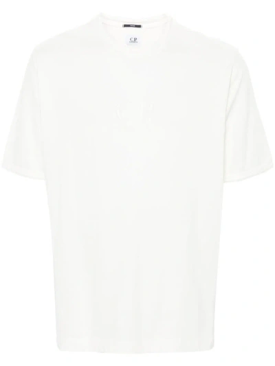 C.p. Company Logo-embroidered T-shirt In White