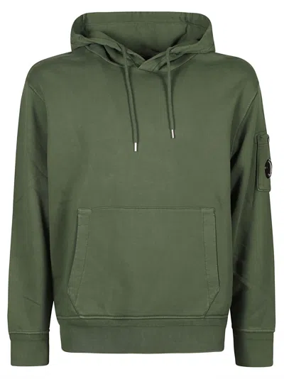 C.p. Company Diagonal Fleece Hooded Sweatshirt In Duck Green