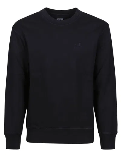 C.p. Company Diagonal Fleece Logo Sweatshirt In Total Eclipse