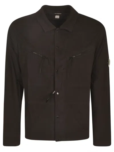 C.p. Company Double Pocket Zip Jacket In Black