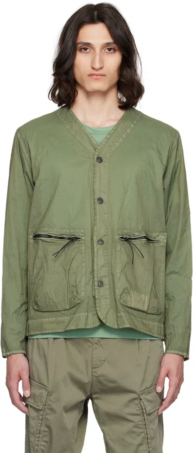 C.p. Company Green Button Jacket In 627 Agave Green