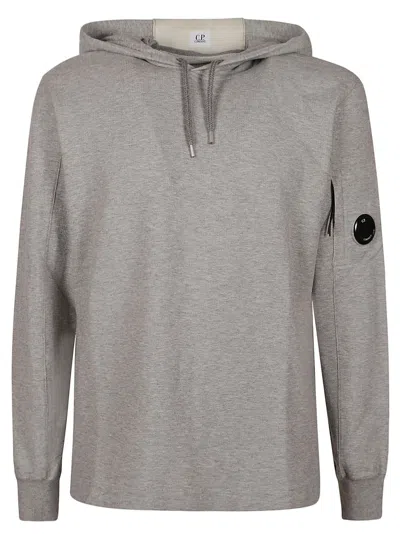 C.p. Company Light Fleece Hooded Sweatshirt In Grey Melange