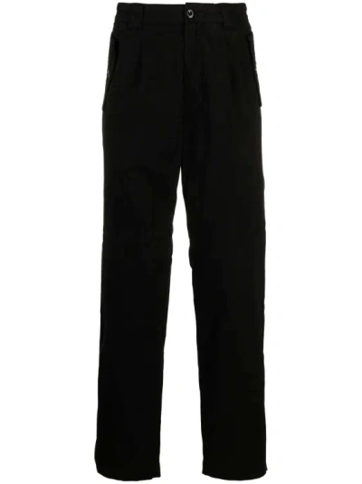 C.p. Company Logo-patch Pleated Cargo Trousers In Black