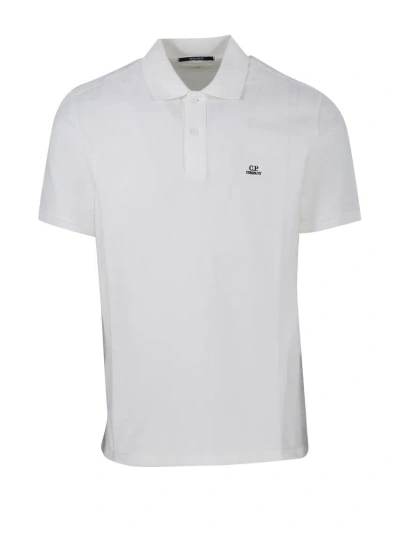 C.p. Company Logo Patch Polo Shirt In White
