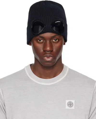 C.p. Company Navy Goggle Beanie In Total Eclipse