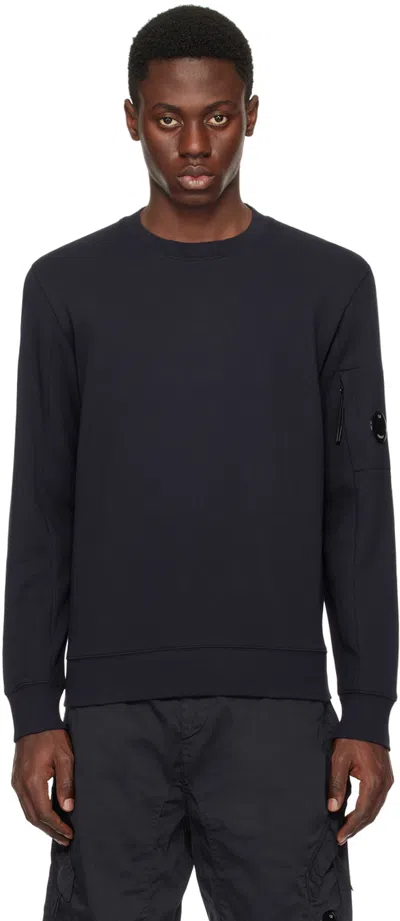 C.p. Company Black Chenille Cotton Crewneck Sweater