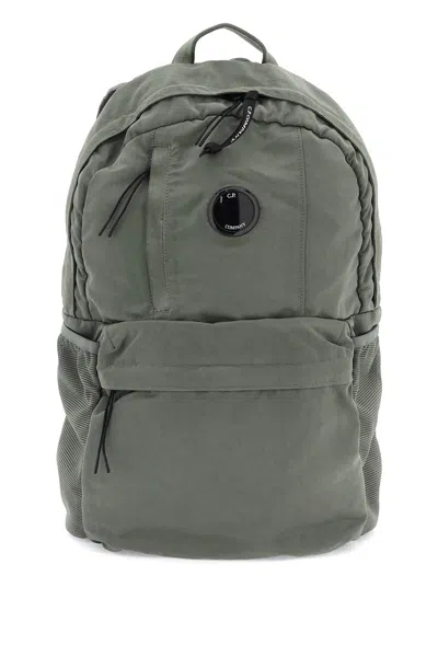 C.p. Company Lens-detail Satin-finish Backpack In Green