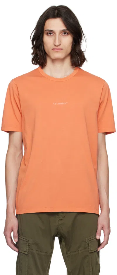 C.p. Company Orange Printed T-shirt In Gold Flame 448