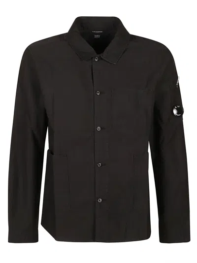C.p. Company Ottoman Long-sleeved Shirt In Black