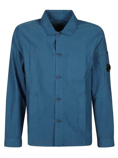 C.p. Company Ottoman Long-sleeved Shirt In Ink Blue