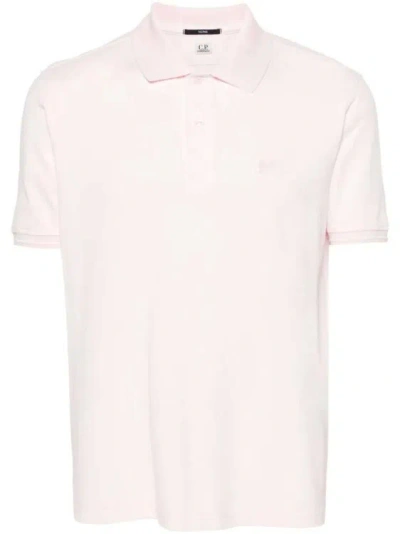 C.p. Company Pink Logo-patch Piqué Polo Shirt