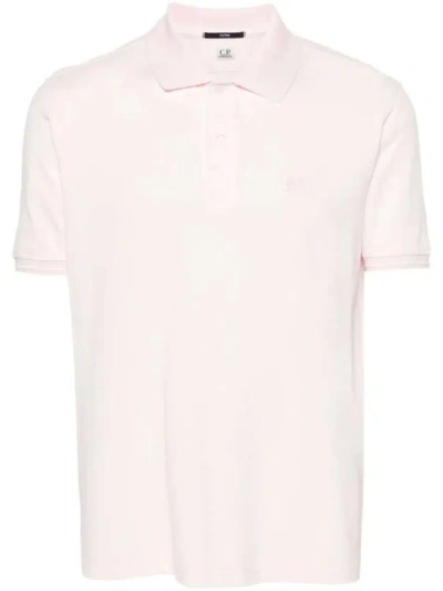 C.p. Company Logo-patch Piqué Polo Shirt In Pink