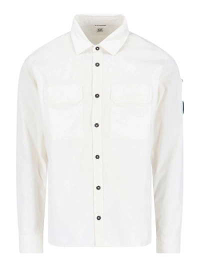C.p. Company Gabardine Shirt In Gauze White