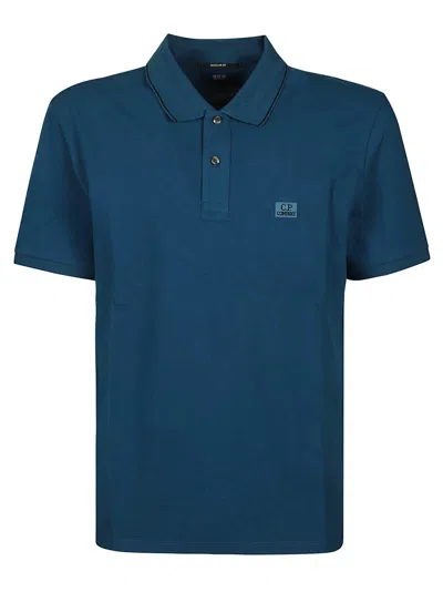 C.p. Company Stretch Piquet Polo Shirt In Ink Blue