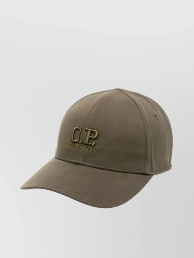 C.p. Company Structured Panel Baseball Cap With Curved Visor And Embroidered Eyelets In Green
