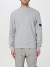 C.p. Company Gray Diagonal Raised Fleece Crewneck Lens Sweatshirt In Grey