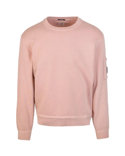 C.p. Company Sweatshirt With Logo Plaque In Pink