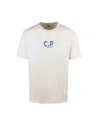 C.p. Company Men Beige T-shirt With Print On The Back In Cream