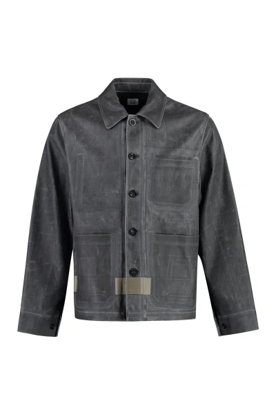 C.p. Company Waxed Cotton Jacket In Grey