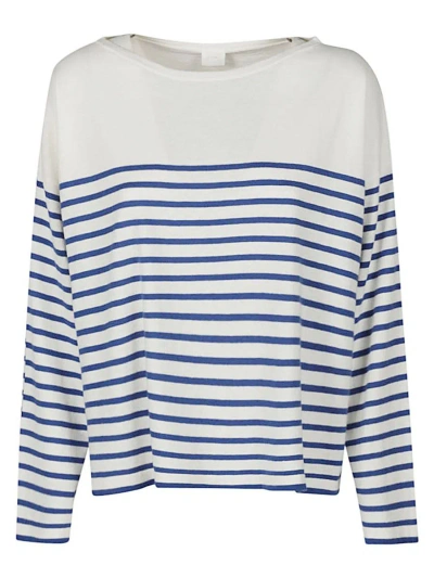 C.t.plage Striped Cotton Blend Pullover In Blue
