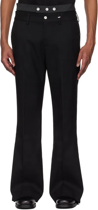 C2h4 Black Corbusian Tailored Trousers In Solemn Black