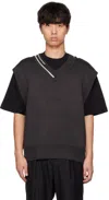 C2h4 Black Distressed Vest In Black