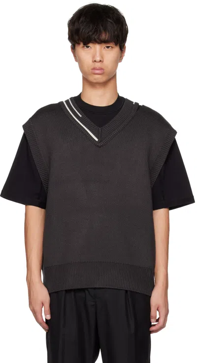 C2h4 Black Distressed Vest