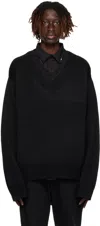C2h4 Black Layered Sweater In Black