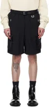 C2h4 Black Side Pockets Shorts In Black