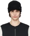 C2h4 Black Staff Uniform Tagged Knit Covert Beanie In Fogged Black