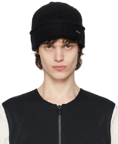 C2h4 Black Staff Uniform Tagged Knit Covert Beanie In Fogged Black