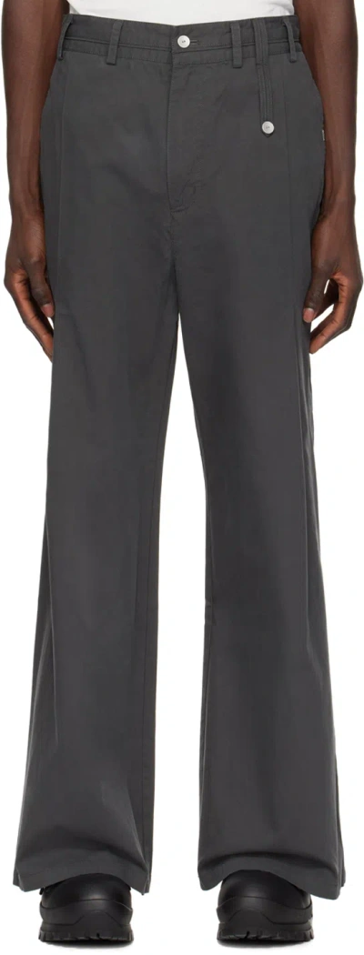 C2h4 Black Swing Trousers In Volcano Grey