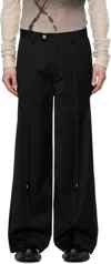 C2h4 Black Tortuosity Shaped Wide-leg Trousers In Solemn Black