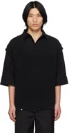 C2h4 Black V-neck Vest In Fuzz Black