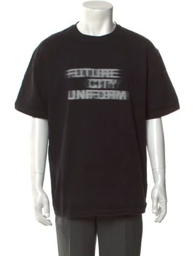 Pre-owned C2h4 Graphic Print Crew Neck T-shirt In Black