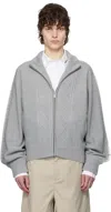 C2h4 Gray Fair Isle Knit Zip Jacket In Mildness Gray