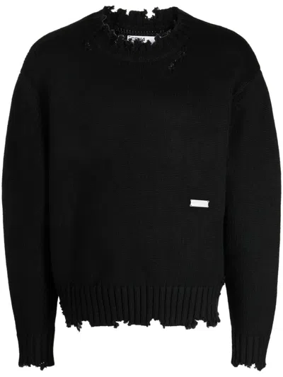 C2h4 Logo-plaque Distressed-finish Jumper In Black