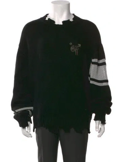 Pre-owned C2h4 Striped Crew Neck Pullover In Black