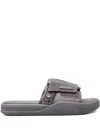 C2h4 Suede-panelled Strap Slippers In Gray