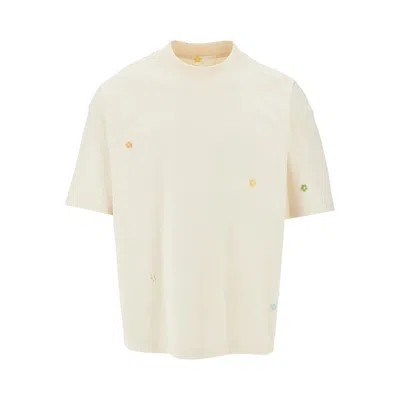 C.9.3 Boxy Fit T-shirt With Embroidered Flowers In White