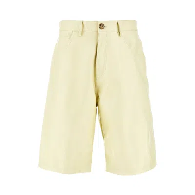 C.9.3 Faux Nappa Leather Shorts In Yellow