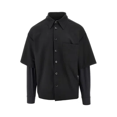 C.9.3 L-blend Double-layer Effect Shirt In Black