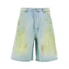 C.9.3 Stained-effect Denim Shorts In Multi
