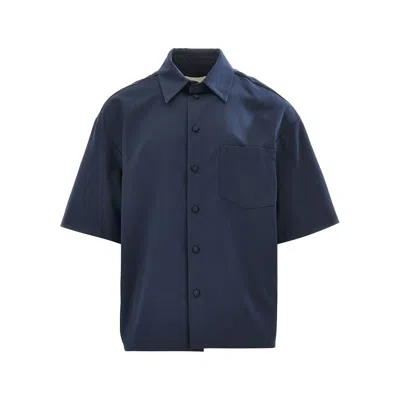 C.9.3 Viscose-blend Boxy Fit Shirt In Blue