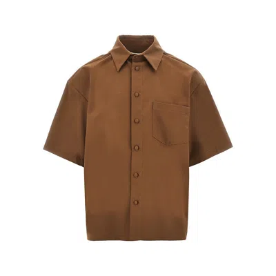 C.9.3 Viscose-blend Boxy Fit Shirt In Brown