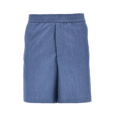 C.9.3 Viscose-blend Gabardine Bermuda Shorts In Blue
